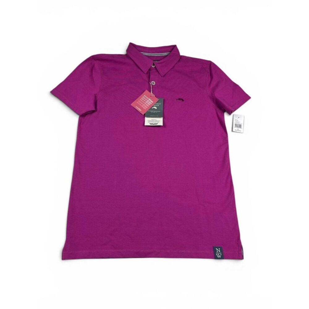 Nantucket Whaler Mens Performance Polo Shirt Magneta Short Sleeve Logo Top S NEW